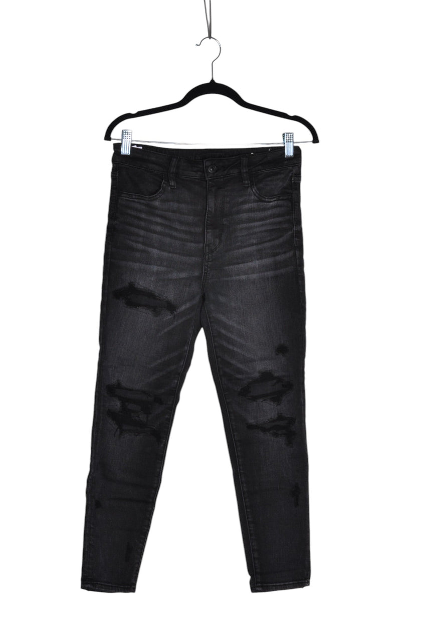 AMERICAN EAGLE Women Straight-Legged Jeans Regular fit in Black - 8