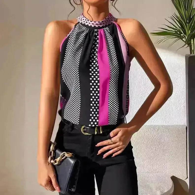 Women's Polka Dot Top Halter Neck – Classy & Elegant Style