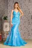 Floral Embroidery Sequin Sheer Bodice Mesh Mermaid