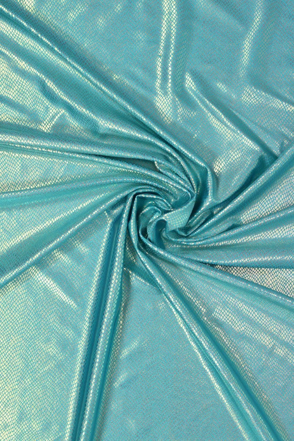 Foil Snake Print Spandex Fabric: Purple, Pink & Turquoise Metallic 4-Way Stretch