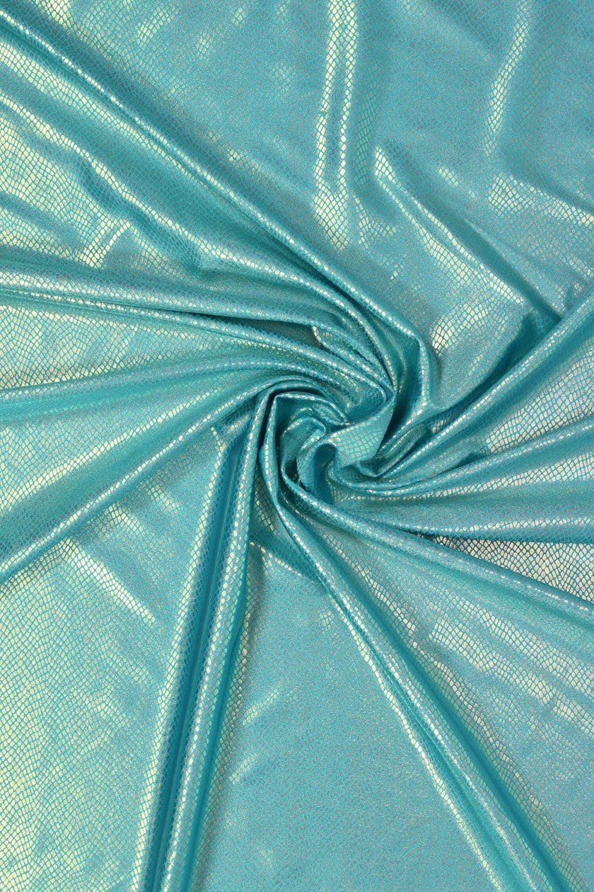 Foil Snake Print Spandex Fabric: Purple, Pink & Turquoise Metallic 4-Way Stretch