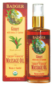 Badger Balms - Ginger Deep Tissue Massage Oil (118ml)