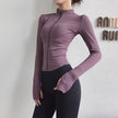 Slim fit Long sleeve Zipper Workout Top Sports Running Gym top for women