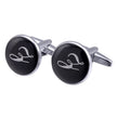 Men's Black Round Enamel Initial Letter Cufflinks – Brass & Crystal Formal Cufflinks A–Y | Canada & USA