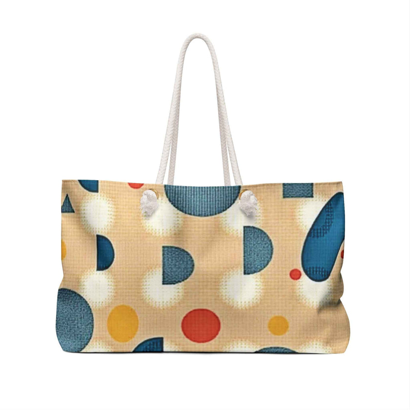 Mid-Century Geometric Weekender Bag | Retro Dots Shapes | Mom On-The-Go Tote| Baby Essentials Carryall | Beach Travel Holdall