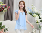 New Spring Summer Women Chiffon Loose Blouse  top O-Neck Short sleeve Plus size