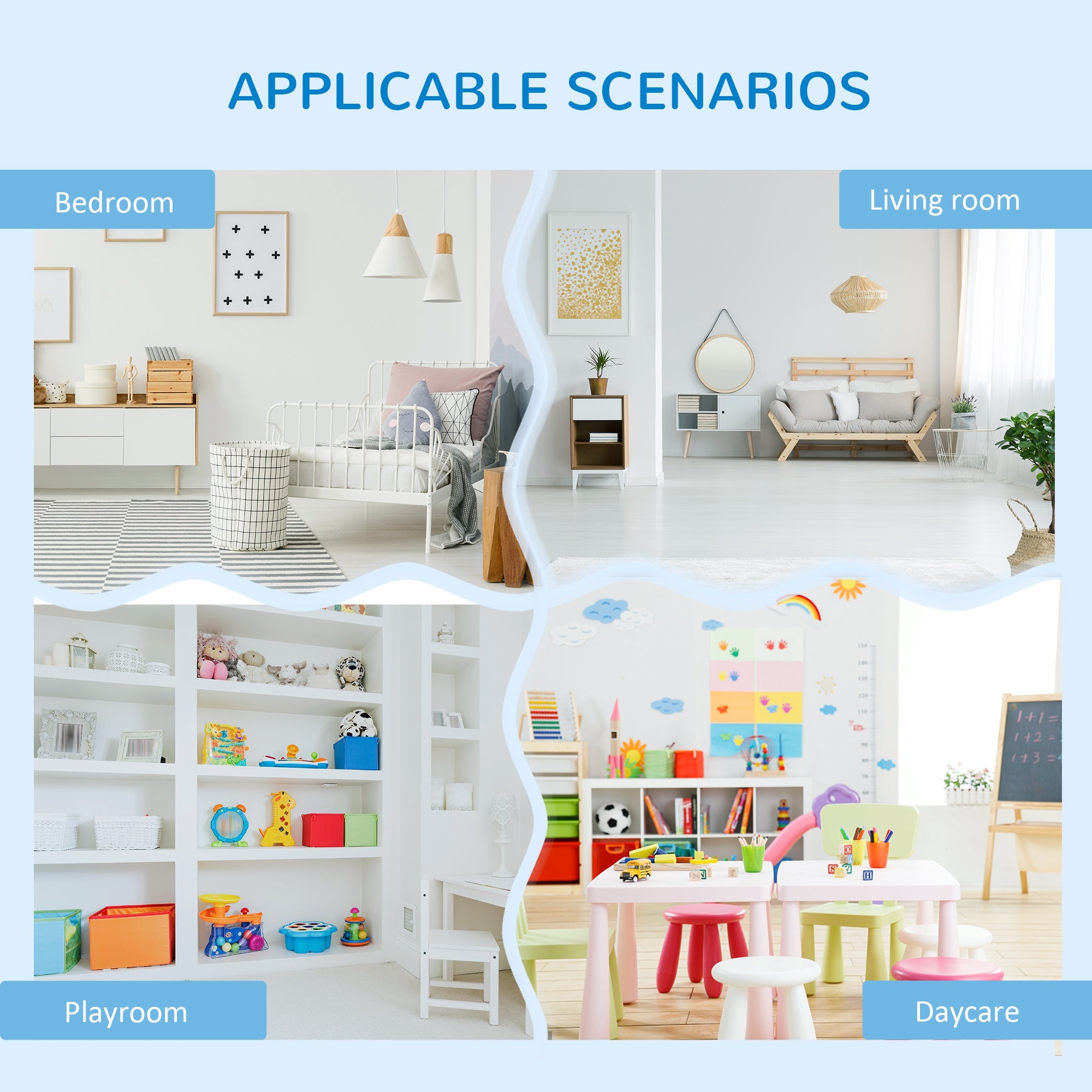 Qaba Kids Toy Storage Organiser, 3 Cabinets, 4 Bins, Bookshelf, ASTM Certified, Ages 3-8, Blue