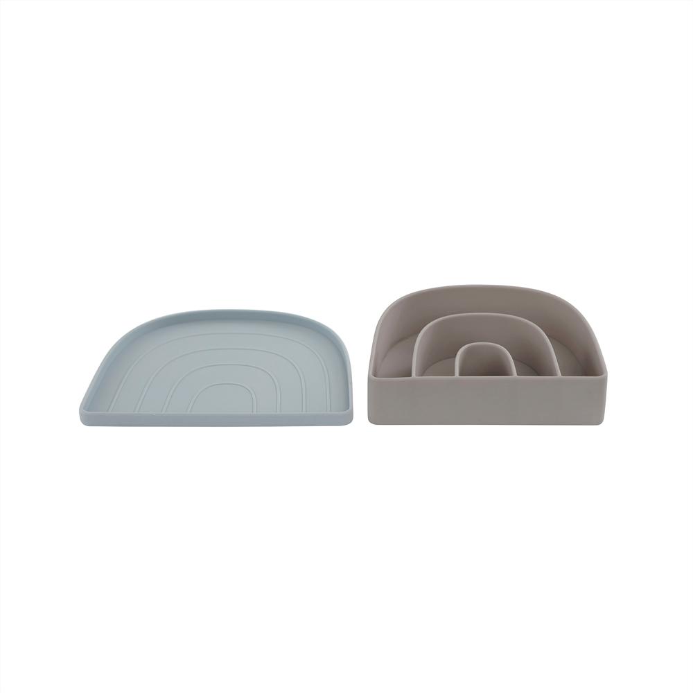Rainbow Plate & Bowl - Dusty Blue / Clay