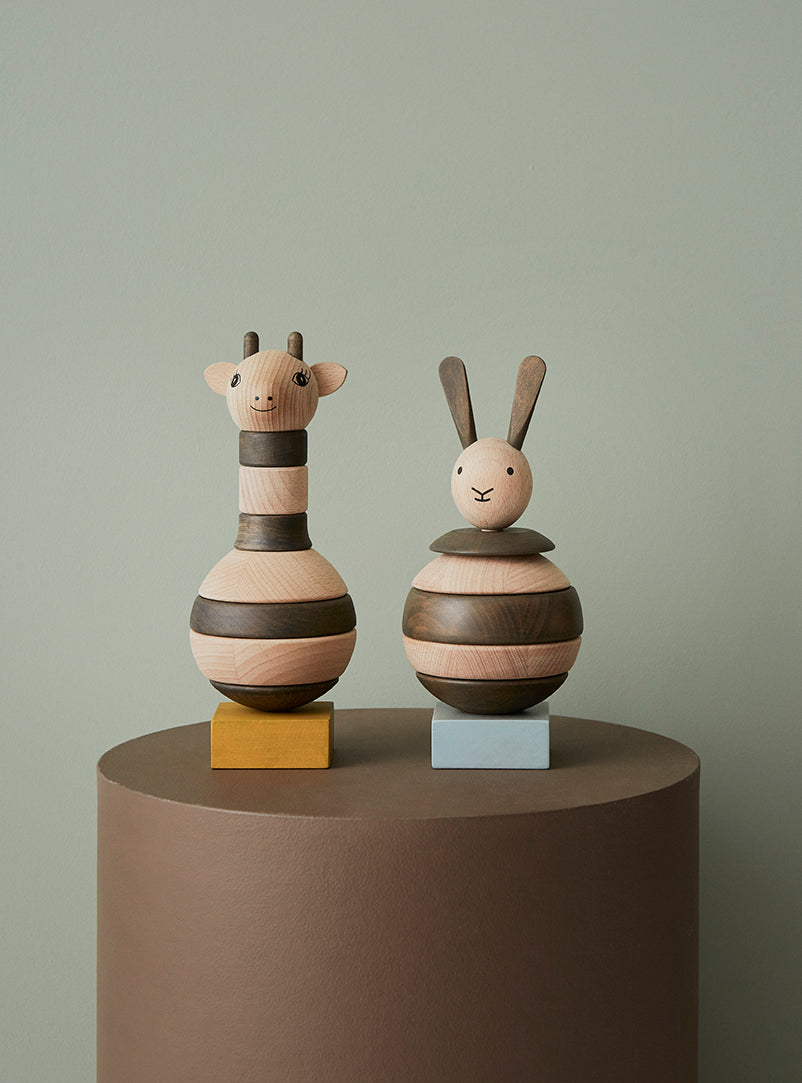 Wooden Stacking Rabbit - Nature / Dark
