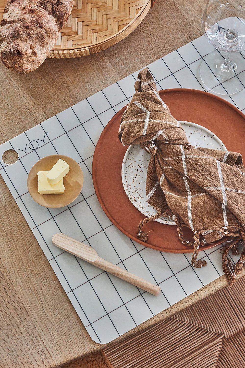 Inka Lunch/Dessert Plate - Pack of 2 - White / Light Brown