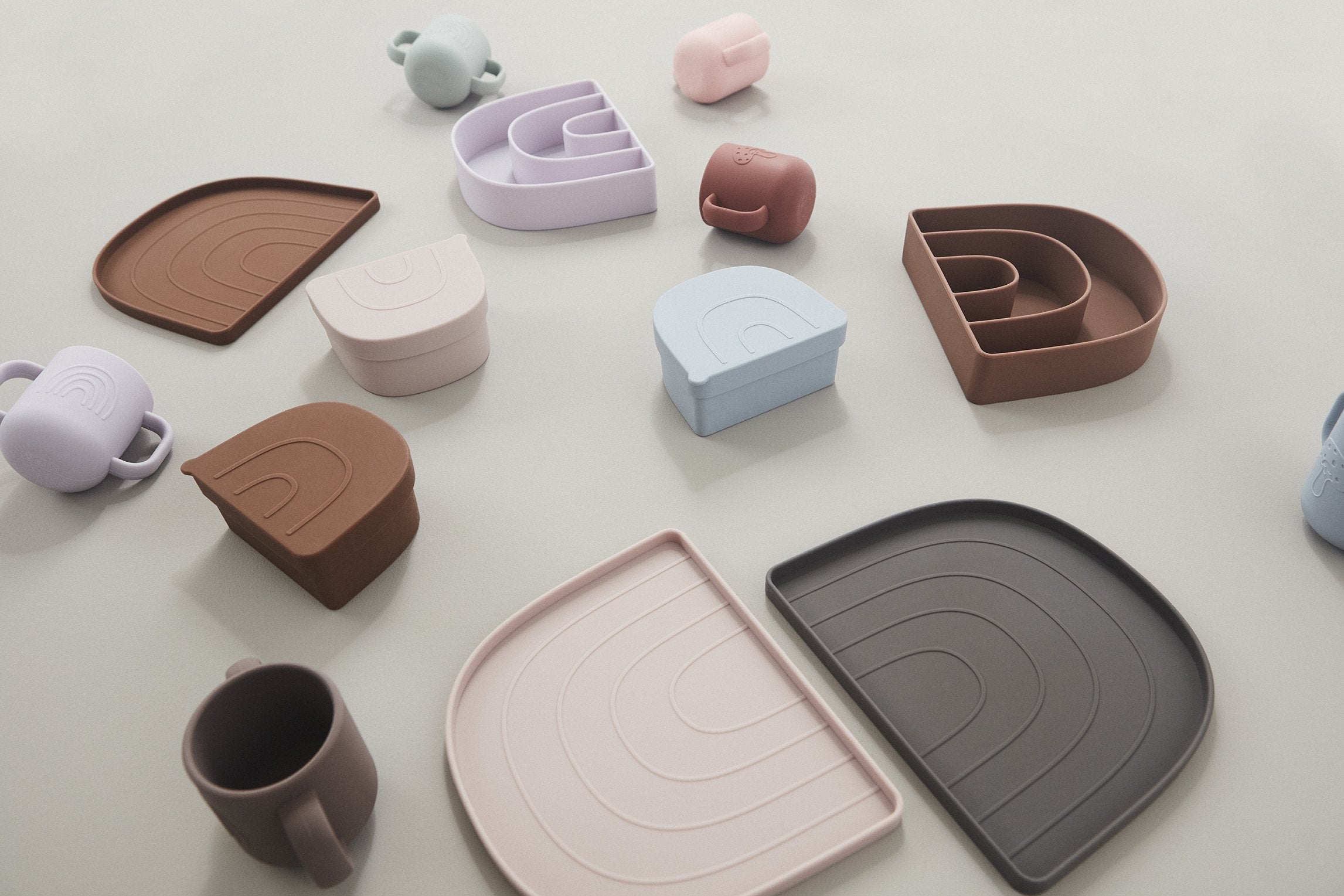 Rainbow Plate & Bowl - Choko / Vanilla