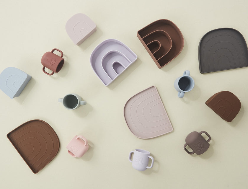 Rainbow Plate & Bowl - Choko / Vanilla