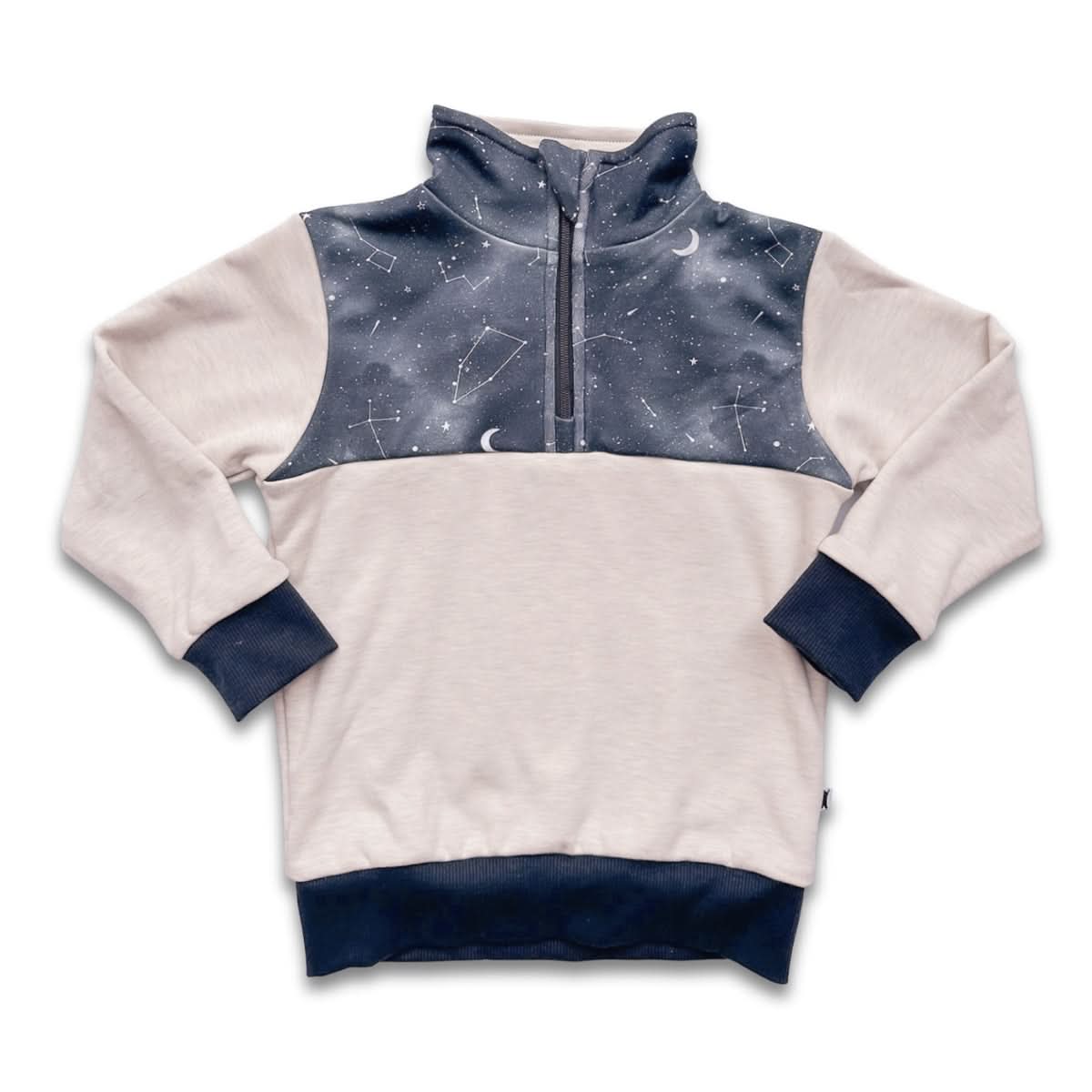 Kids' Bamboo Fleece Half-Zip | Sage With Outer Space