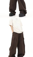 American Vintage Crumpled Multi-pocket Loose Baggy Cargo Pants Men