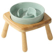 Ceramic Slow Feeder Dog Bowl with Stand, Anti-Choking Tip-Proof