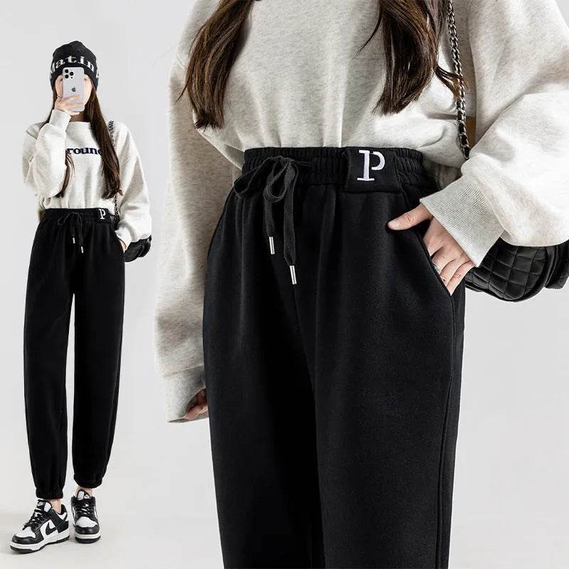 Fleece-lined Casual Harem Drawstring sweat Pants For Women