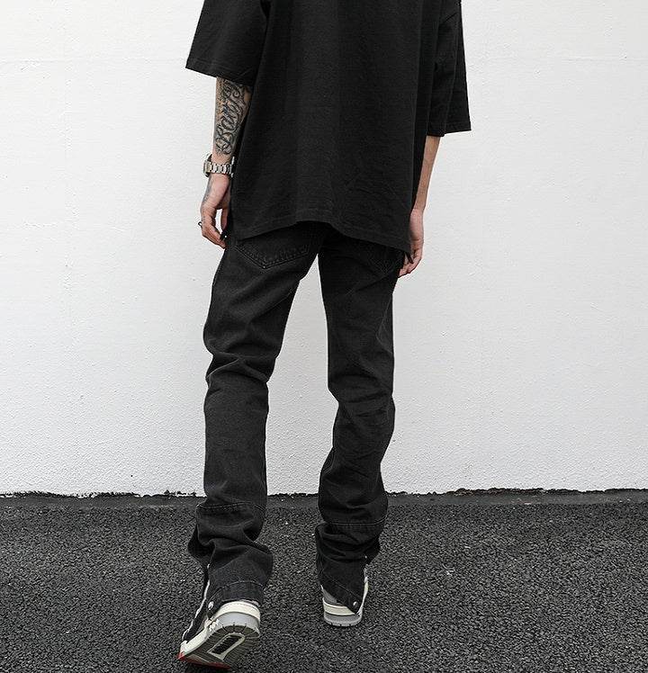Ankle Snap Denim jeans Pant men straight leg