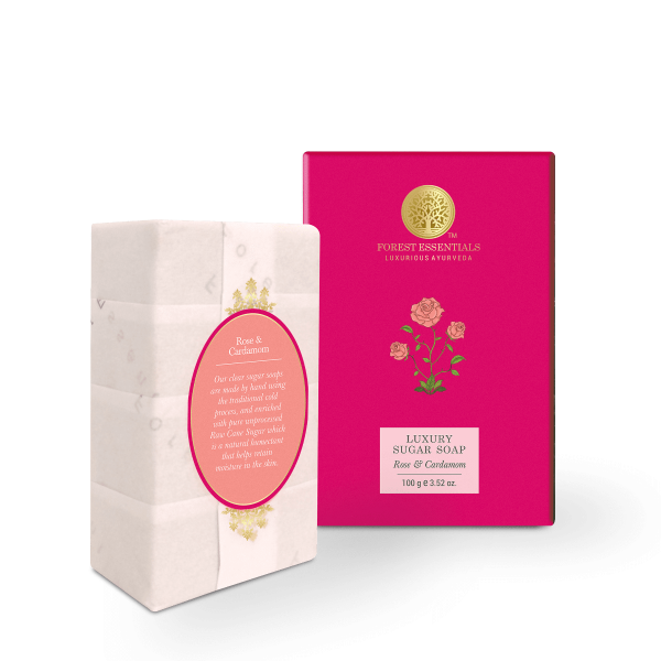 Savon au sucre de luxe à la rose et à la cardamome de Forest Essentials