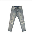 Destroyed ripped Denim jeans Pant men straight leg men
