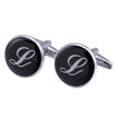 Men's Black Round Enamel Initial Letter Cufflinks – Brass & Crystal Formal Cufflinks A–Y | Canada & USA