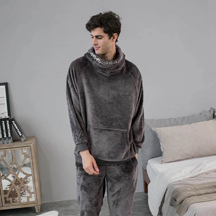 Men's Hooded Warm And Thickened Pajamas Suit