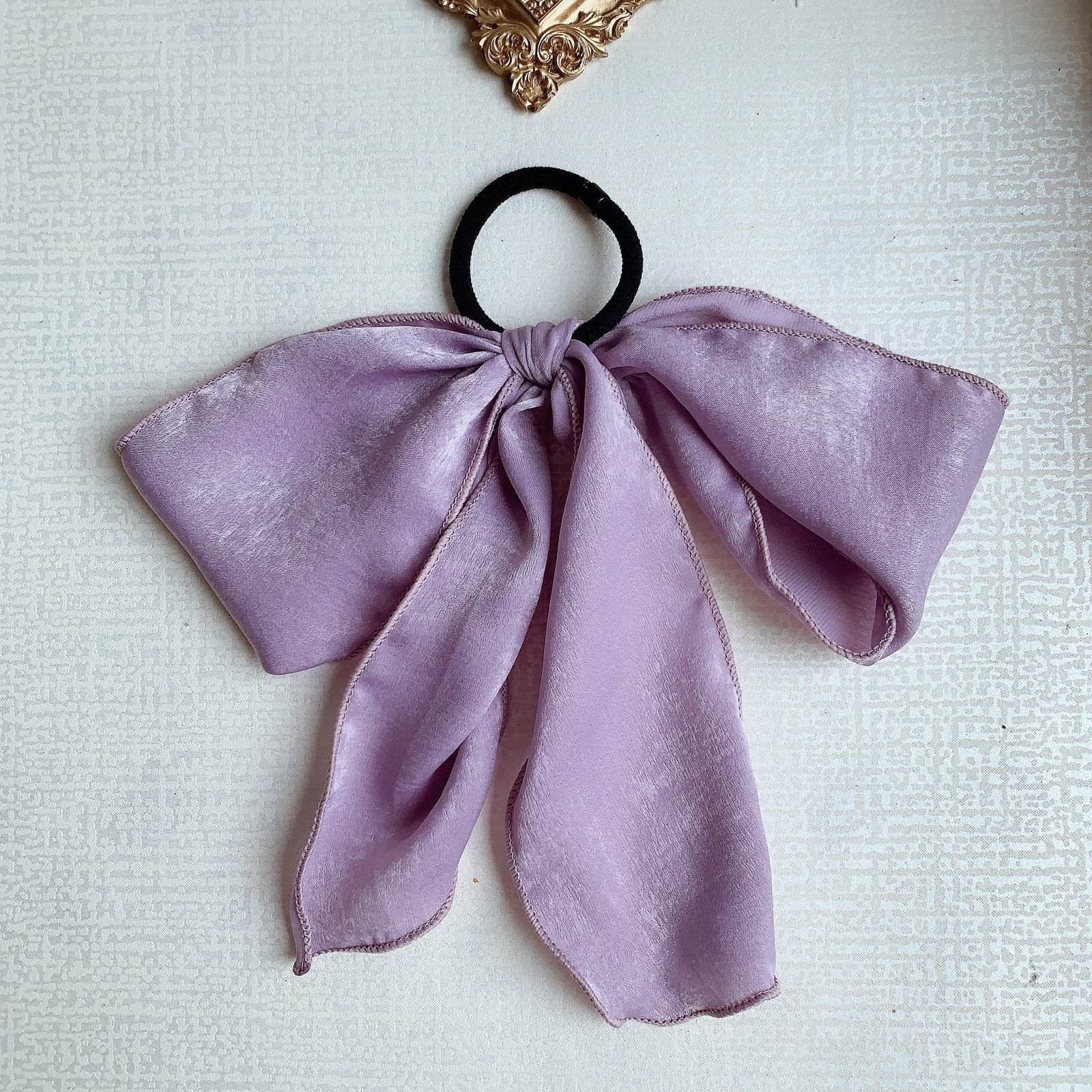 Silk satin oversized bow tie Hair Scrunchies ponytail Holder