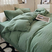 Solid Colour Sanding Washed Cotton 4-Piece Duvet Cover Bed Set