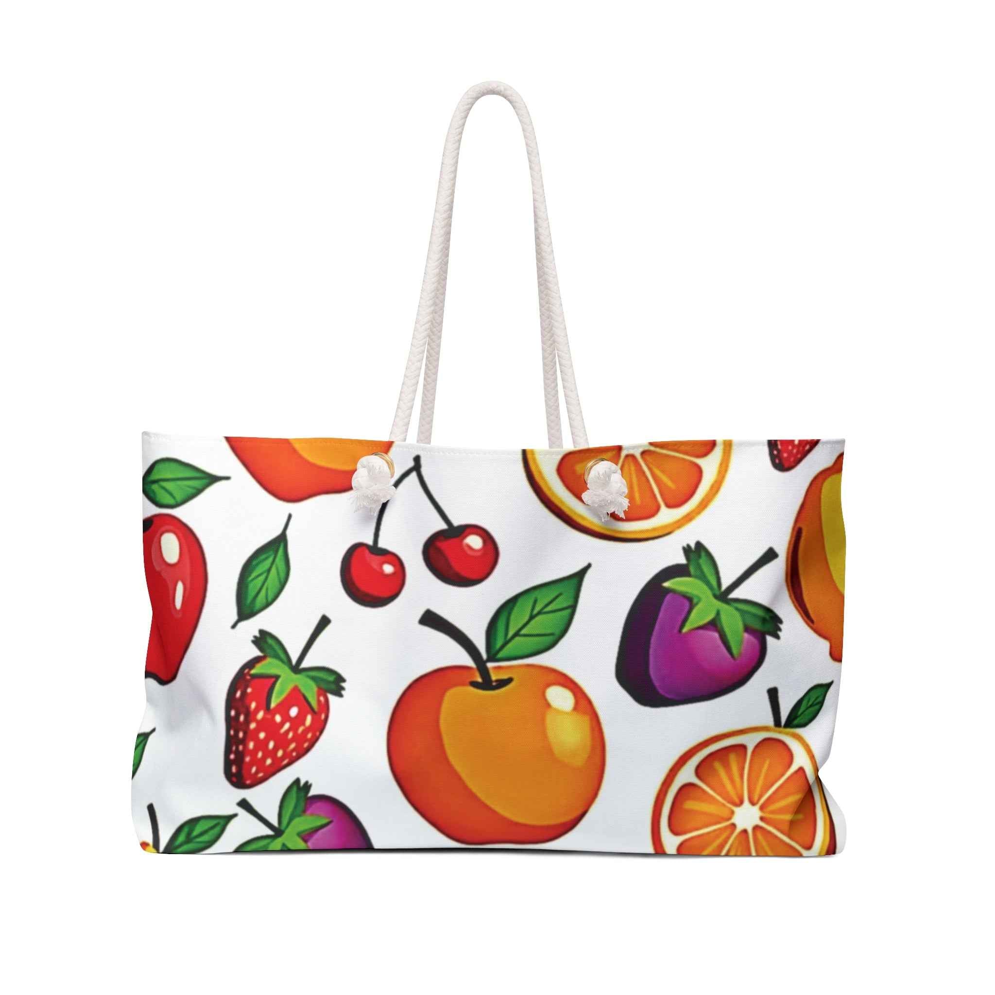 Colorful Fruit Pattern Weekender Bag| Citrus Cherry Strawberry Tote| Beach tote bag| Large Tote| mom tote| Gift for mom