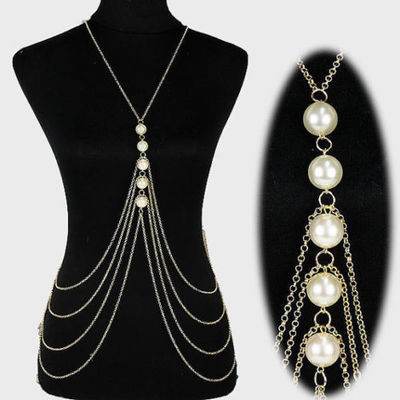 Chic Women body Pearl chain Fashion jewelry