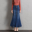New Fashion Fitted Button up Mermaid Midi Denim Skirt
