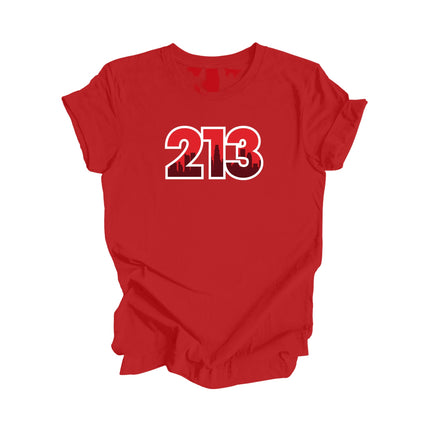213 Los Angeles California USA Area Code City Skyline Gift - Unisex T-Shirt - Inspired X