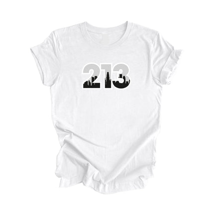 213 Los Angeles California USA Area Code City Skyline Gift - Unisex T-Shirt - Inspired X