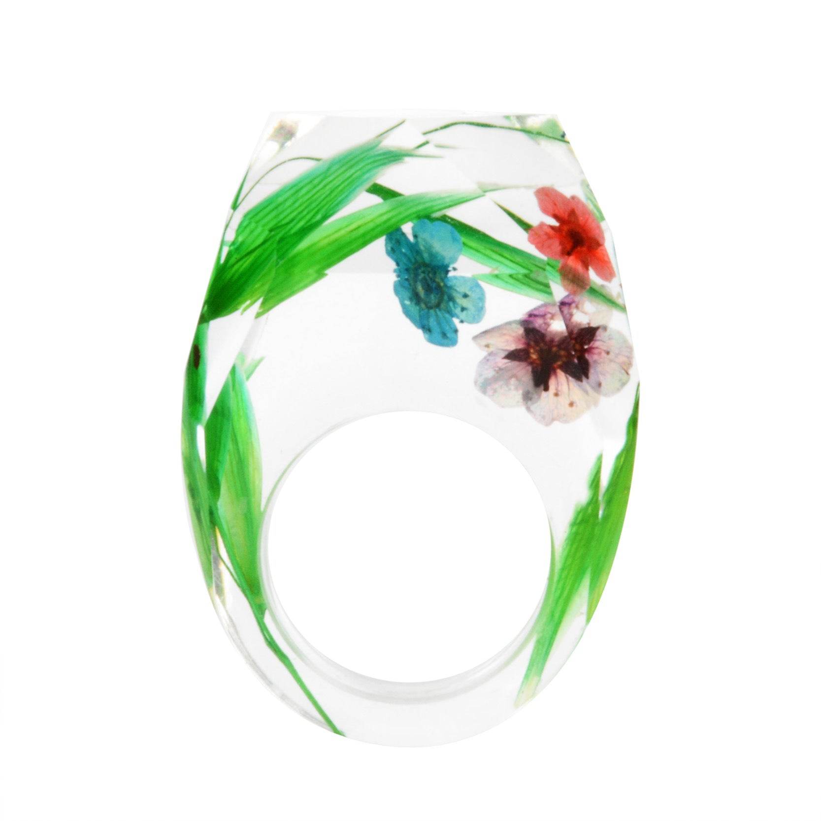 Dried Flower Resin Forest Handmade Dried Flower Epoxy Ring