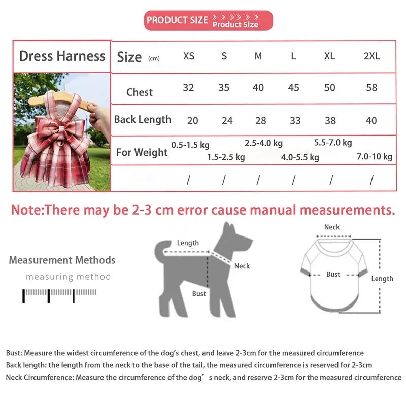 Dolores Bow Dog Dress Harness and Leash Set | Dog Walking Set
