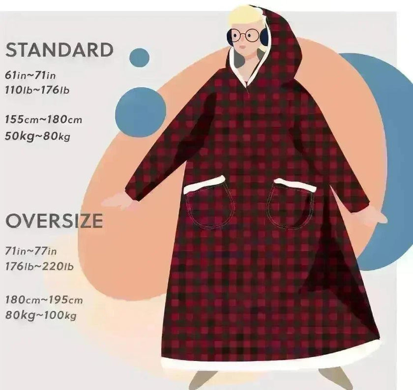 Oversized Fleece Hoodie Blanket with Pockets, Multiple Colours | Short–150 cm