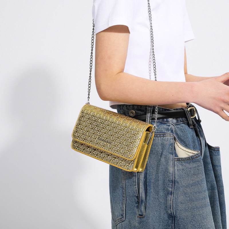 Luxury Women's Chain Embossed Square flap Shoulder Bag for women