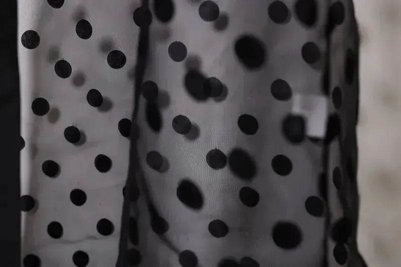 Middle East Apparel Women's Cross-border Polka Dot Perspective Cardigan Long Shawl Open Front Abaya Kimono Abaya for Dubai Turkey Women Two piece