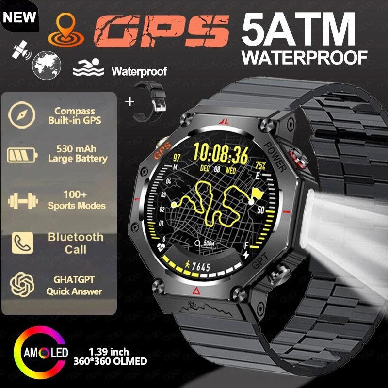 KC91 Smart Watch with Flashlight, Heart Rate, NFC and Bluetooth Calling