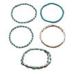 Turquoise Beaded Bow Bracelet Set for Women – 5-Piece Vintage Boho Stack