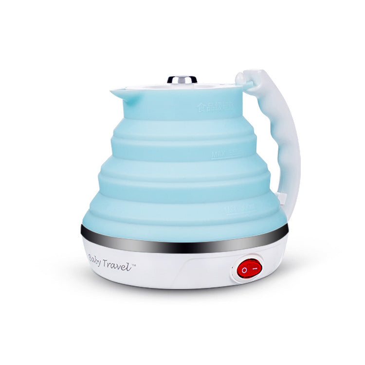 Foldable Silicone Electric Travel Kettle, 555ml, 700W, Blue Pink White