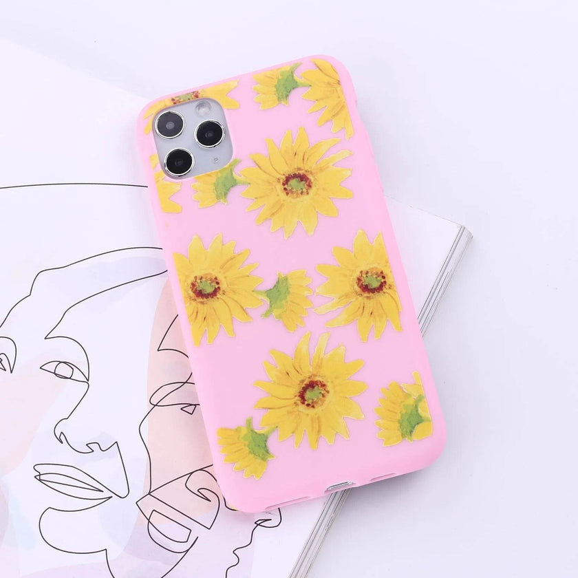 Floral Printed Liquid Silicone mobile phone case Unisex
