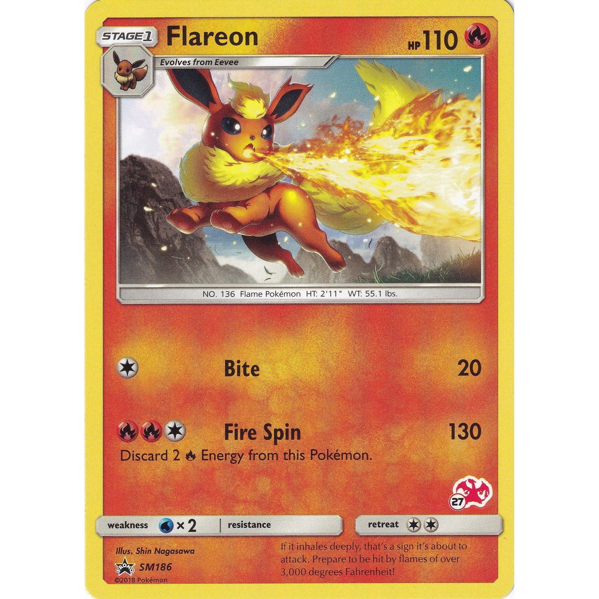 Flareon - SM186 (#27 Charizard Stamped) (SM186) (BTA)