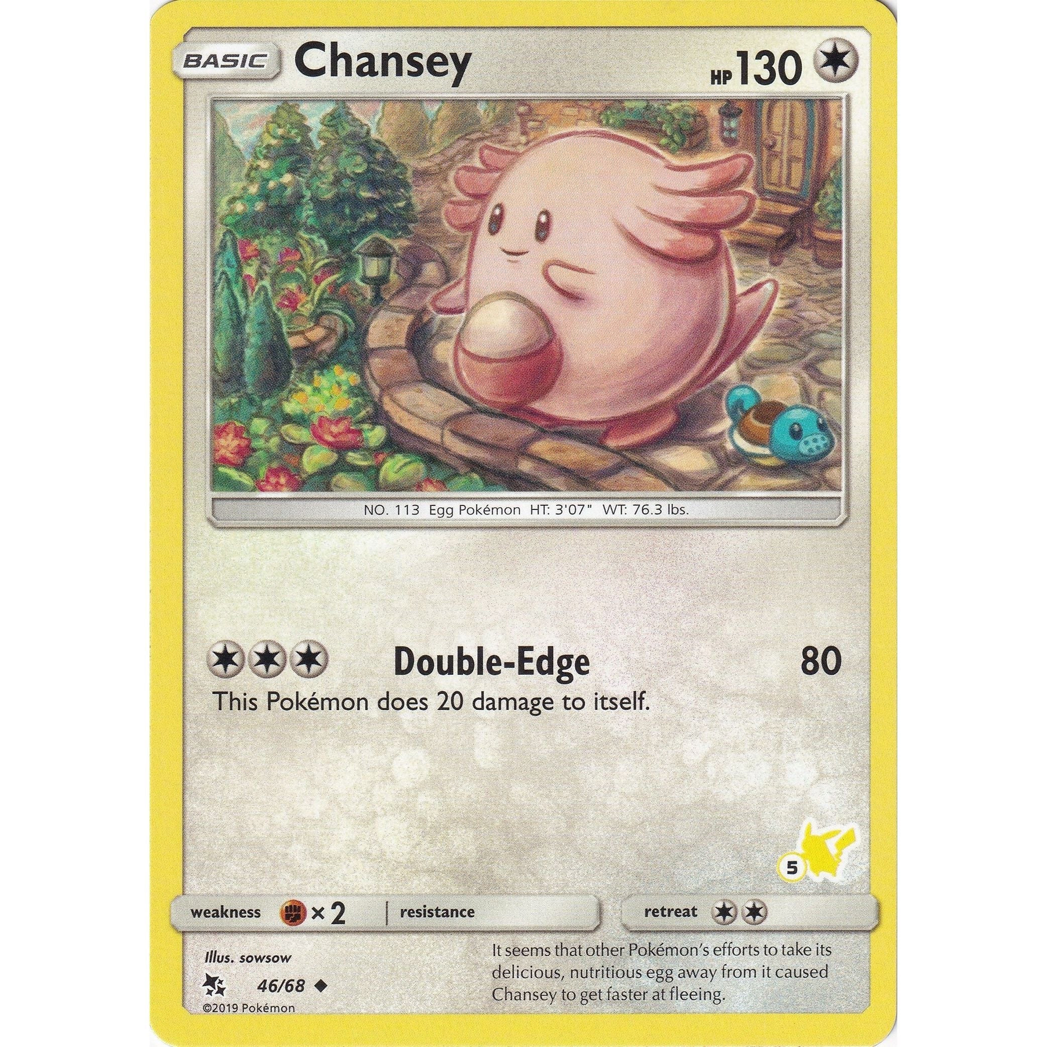 Chansey - 46/68 (#5 Pikachu Stamped) (046/068) (BTA)