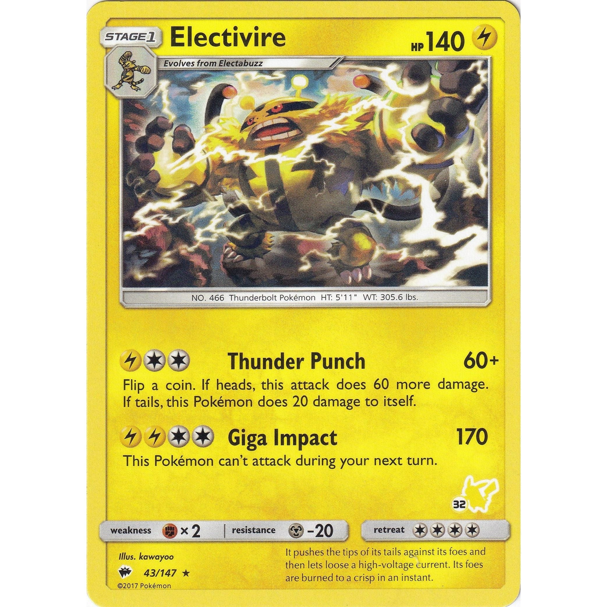 Electivire- 43/147 (#32 Pikachu Stamped) (043/147) (BTA)