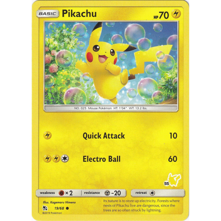 Pikachu - 19/68 (#55 Pikachu Stamped) (019/068) (BTA)