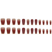 24-Piece 3D Gold-Plated Coffin Press-On Nails – Brown Gradient French Tips with Gel Glue & Nail File