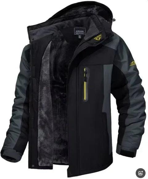 Winter Hooded Jacket Fashion Casual Warm Fleece Coat Windproof Rainproof Parka Windbreaker Men's Top
