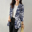 Women's Button Printed Long-sleeved Pocket Vintage Cotton And Linen jacket Blazer