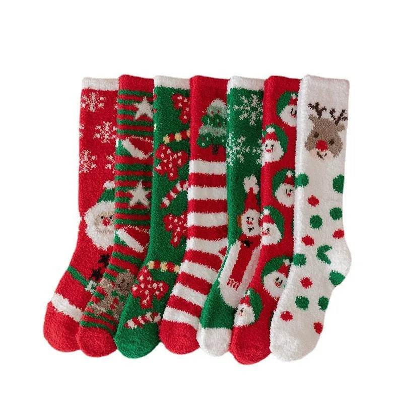 Coral Fleece Stockings Cartoon Thermal Christmas Room Socks