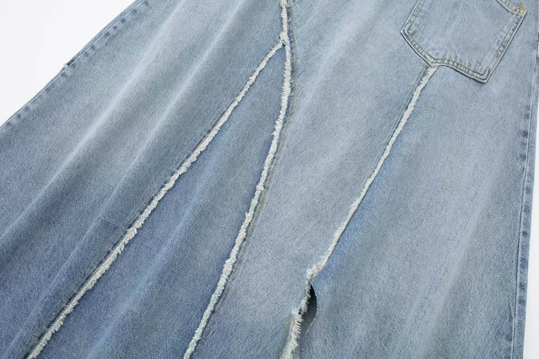Fashionable Asymmetric High Waist Midi Denim Split Skirt